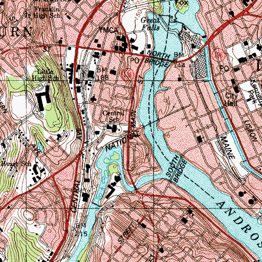 Topographic Map of Rodney Bonney Memorial Park, ME