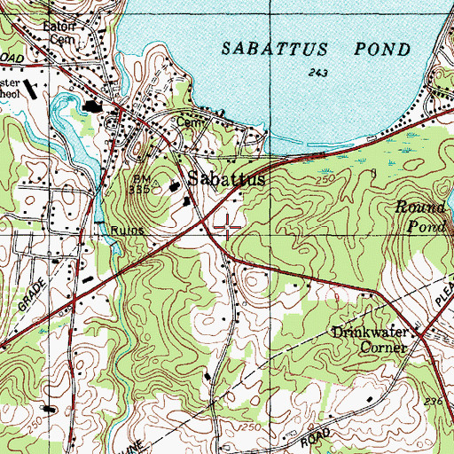 Topographic Map of Sabattus Post Office, ME