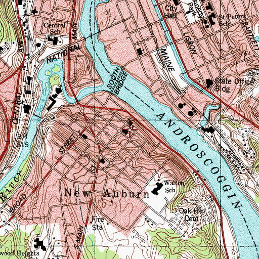 Topographic Map of Saint Louis Catholic Church, ME