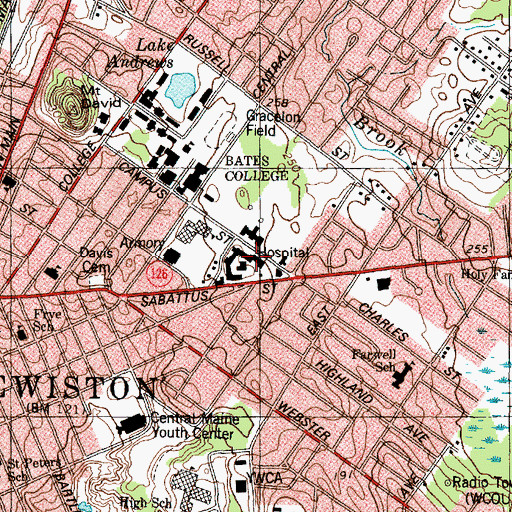 Topographic Map of Saint Mary's Regional Medical Center Health Sciences Library, ME