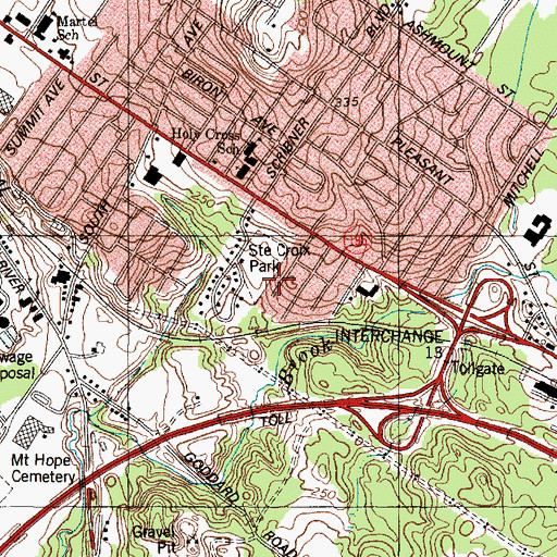 Topographic Map of Sainte Croix Park, ME