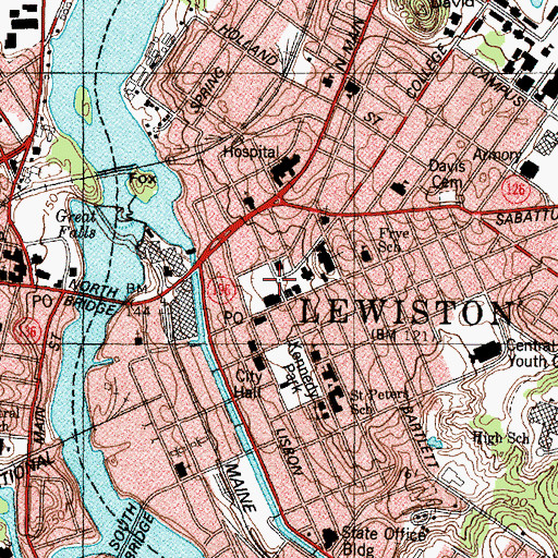 Topographic Map of Sainte Pierre et Sainte Paul Roman Catholic Church, ME