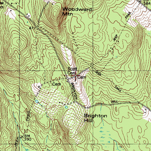 Topographic Map of Scott Family Graveyard, ME