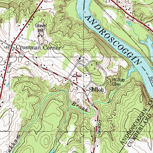 Topographic Map of Shiloh Cemetery, ME