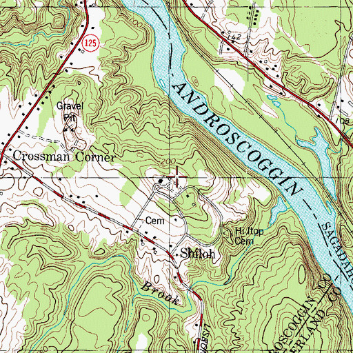 Topographic Map of Shiloh Temple, ME