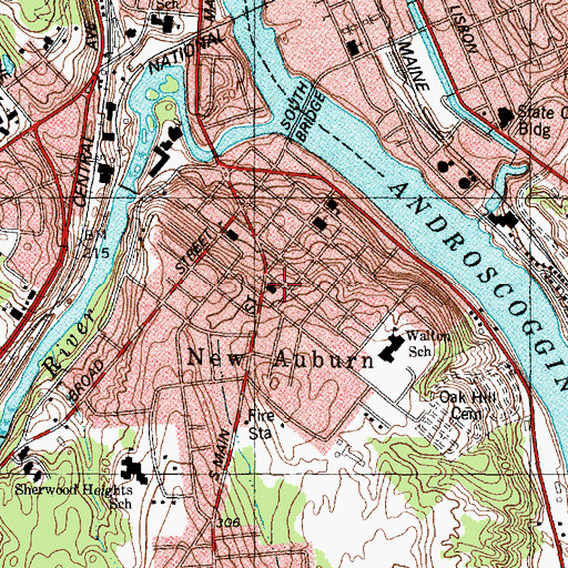 Topographic Map of Sixth Street Congregational Church, ME