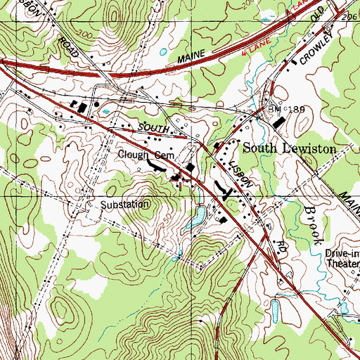 Topographic Map of South Lewiston Baptist Church, ME