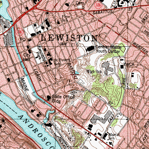 Topographic Map of Spirit of Fire Evangelistic Church, ME