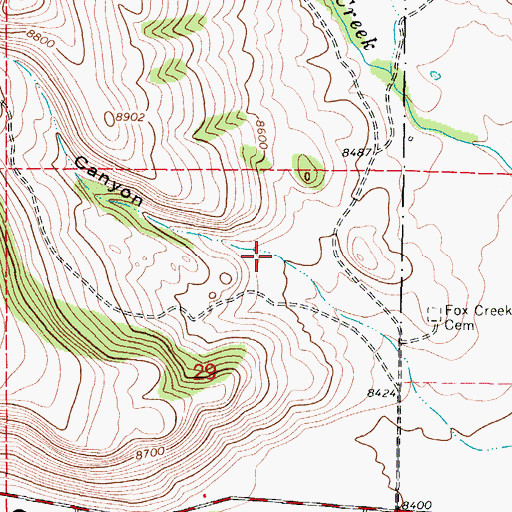 Topographic Map of Hicks Canyon, CO