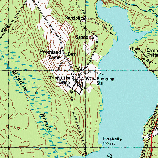 Topographic Map of Tripp Lake Camp, ME