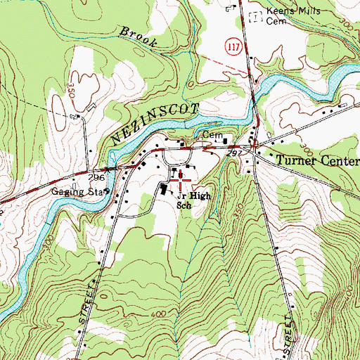 Topographic Map of Tripp Middle School, ME