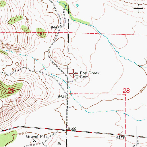 Topographic Map of Fox Creek Cemetery, CO