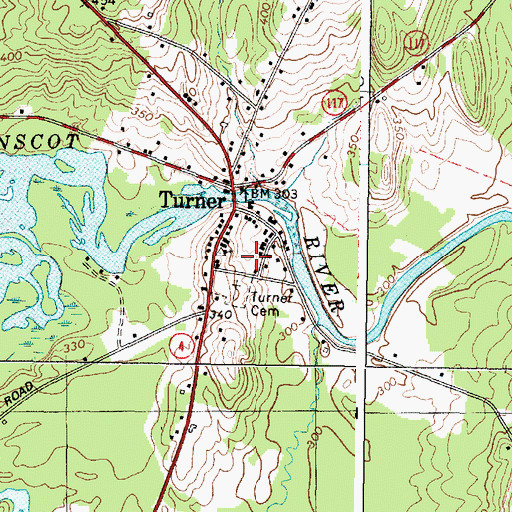 Topographic Map of Turner Village Church, ME