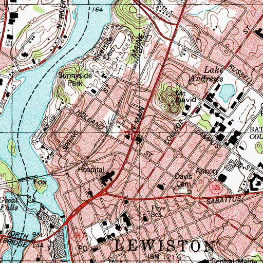 Topographic Map of Wallace Elementary School, ME
