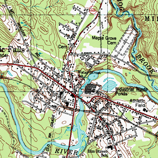 Topographic Map of Water Street School, ME