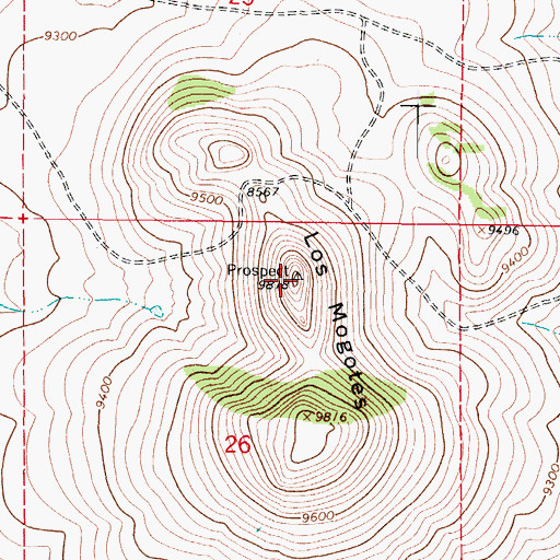 Topographic Map of Los Mogotes, CO