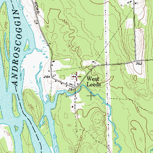 Topographic Map of West Leeds Cemetery, ME