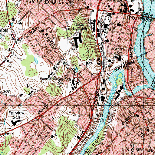 Topographic Map of Western Avenue School, ME