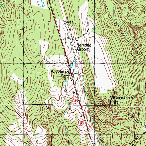 Topographic Map of Woodman Cemetery, ME