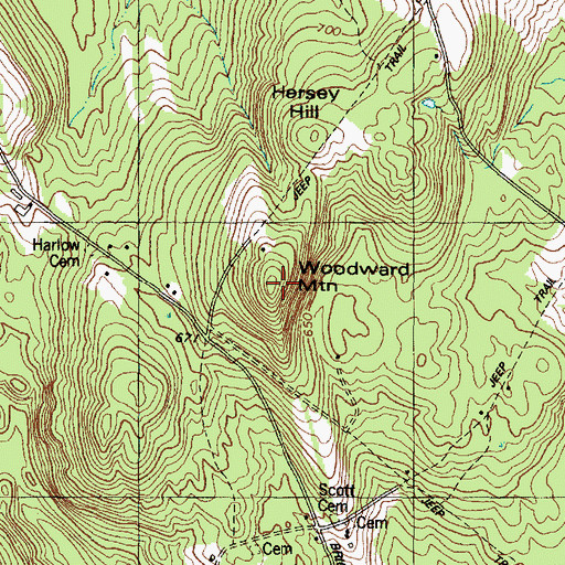 Topographic Map of Woodward Mountain, ME