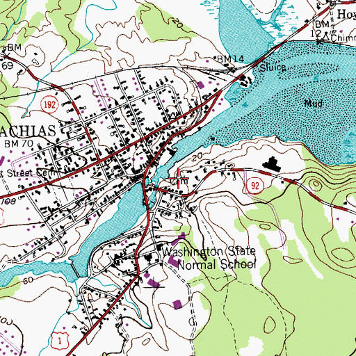 Topographic Map of Bad Little Falls Park, ME