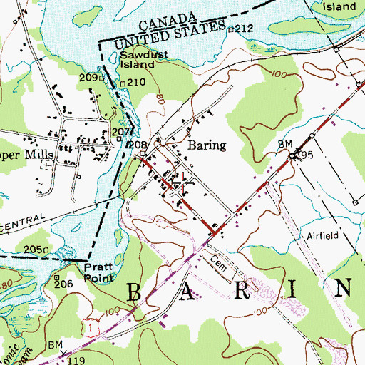 Topographic Map of Baring Baptist Church, ME