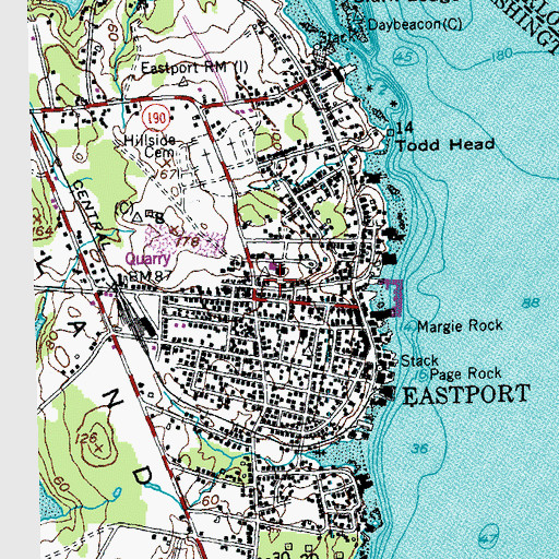 Topographic Map of Blakeley Memorial Methodist Church, ME