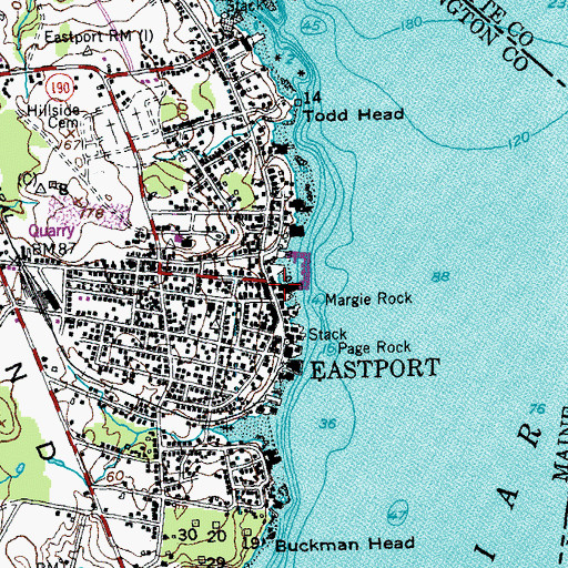 Topographic Map of Boynton Street Historic District, ME