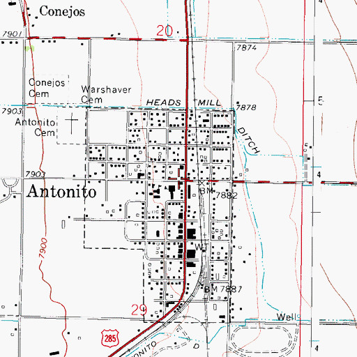 Topographic Map of Antonito, CO