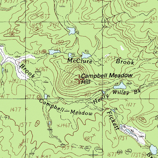 Topographic Map of Campbell Meadow Hill, ME