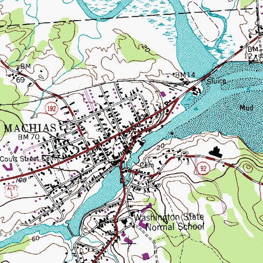 Topographic Map of Centre Street Congregational Church, ME