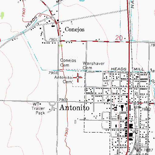 Topographic Map of Antonito Cemetery, CO