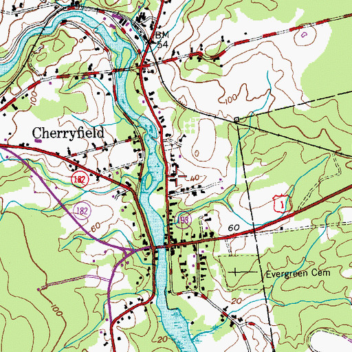 Topographic Map of Cherryfield Academy (historical), ME
