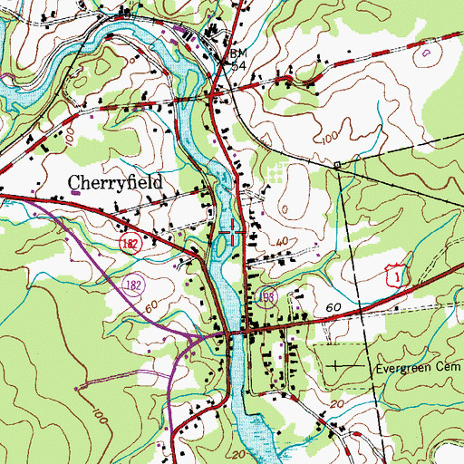 Topographic Map of Cherryfield-Narraguagus Historical Society, ME