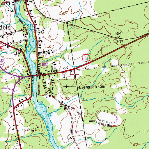 Topographic Map of Cherryfield Post Office, ME