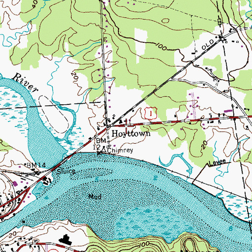 Topographic Map of Coastal Washington County Institute of Technology, ME