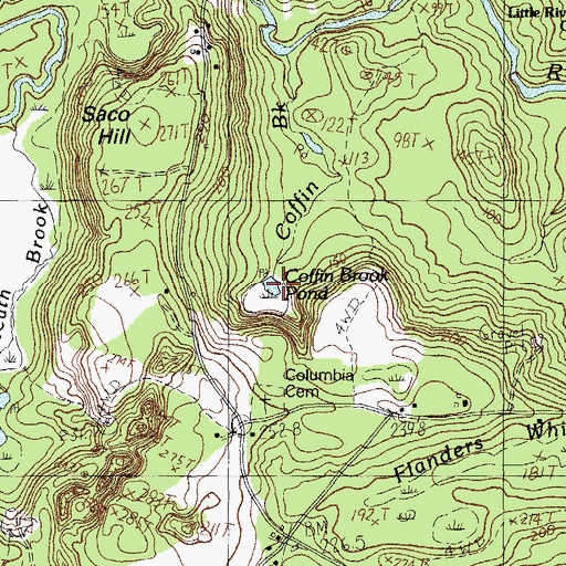 Topographic Map of Coffin Brook Pond, ME