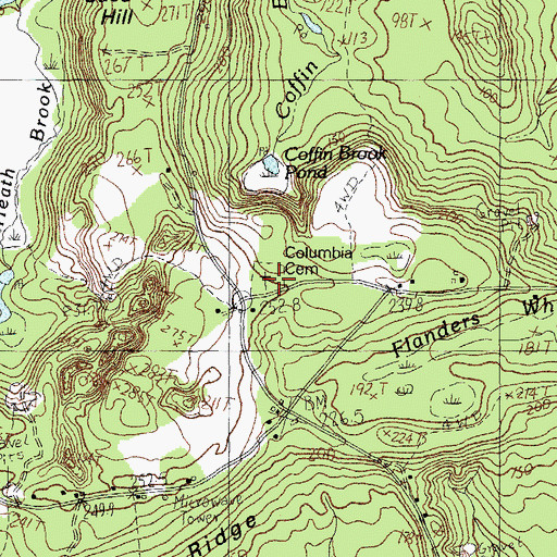 Topographic Map of Columbia Cemetery, ME