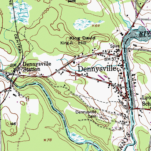 Topographic Map of Ayers Post Office, ME