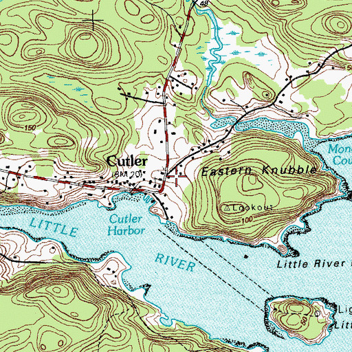 Topographic Map of Cutler Post Office, ME