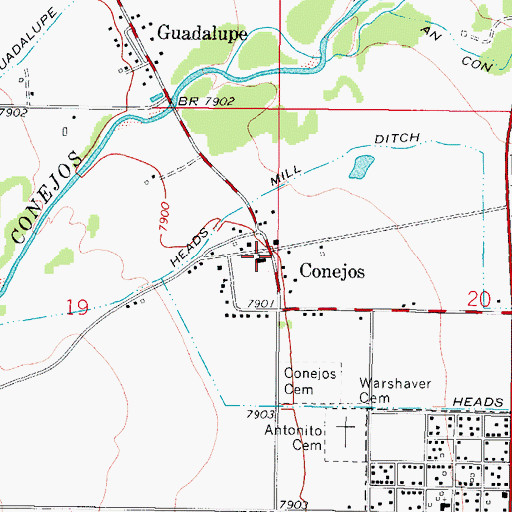 Topographic Map of Conejos, CO
