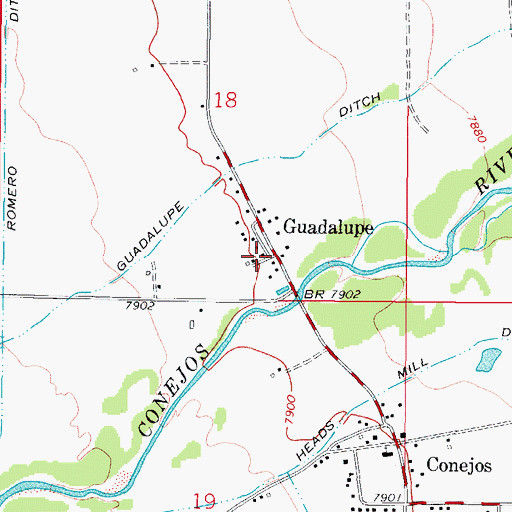 Topographic Map of Guadalupe, CO