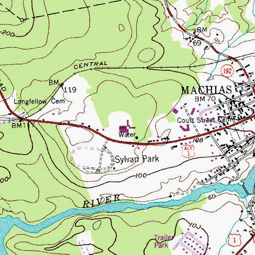 Topographic Map of Down East Community Hospital, ME