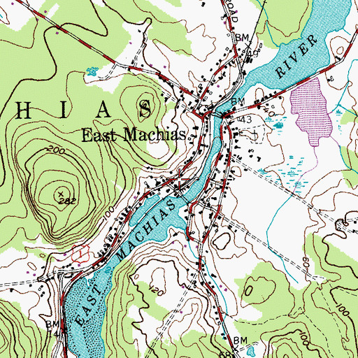 Topographic Map of East Machias Elementary School, ME