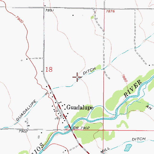 Topographic Map of Guadalupe Ditch, CO