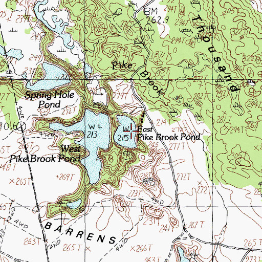 Topographic Map of East Pike Brook Pond, ME