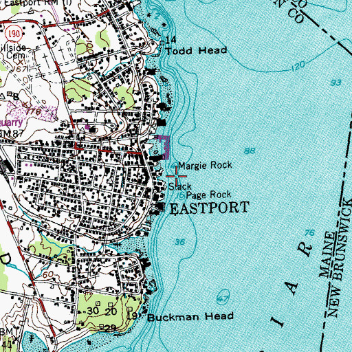 Topographic Map of Eastport Gallery and Arts Center, ME