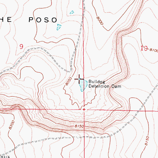 Topographic Map of Bulldog Detention Dam, CO
