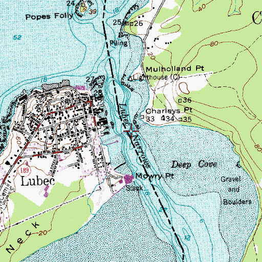 Topographic Map of Franklin Delano Roosevelt Memorial Bridge, ME