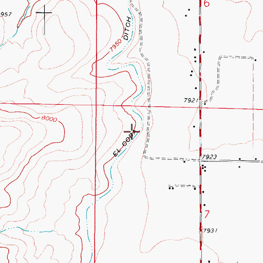Topographic Map of El Coda Ditch, CO